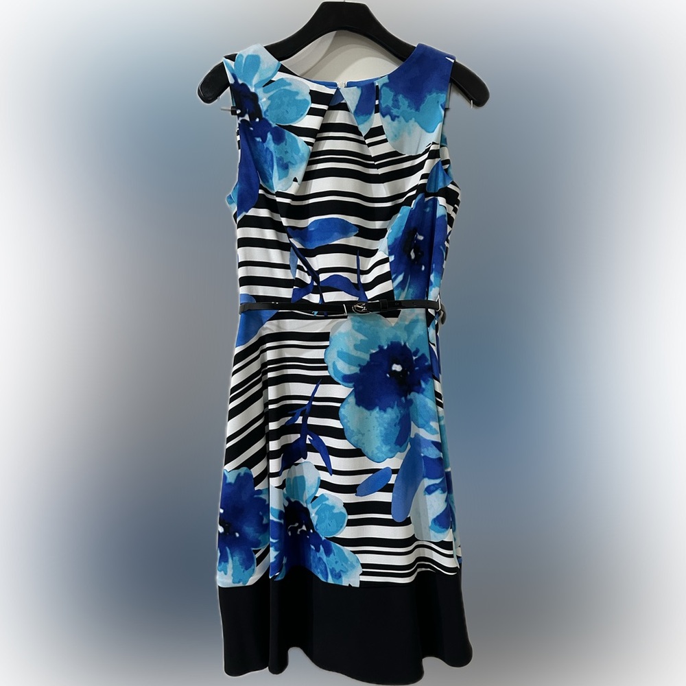 Signature Black and Blue Floral High Low Dress